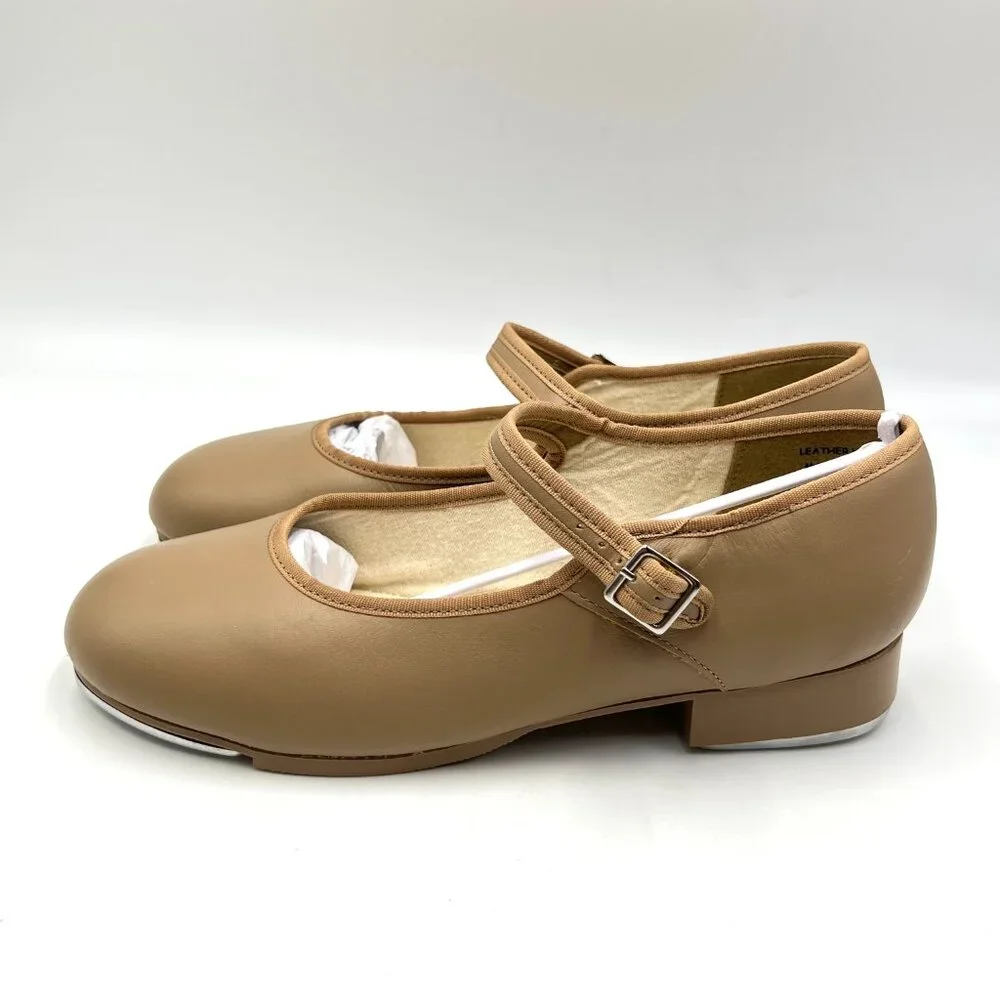Capezio Womens Size 7.5 3800 Mary Jane Caramel Tan Buckled Dance‎ Tap Shoes